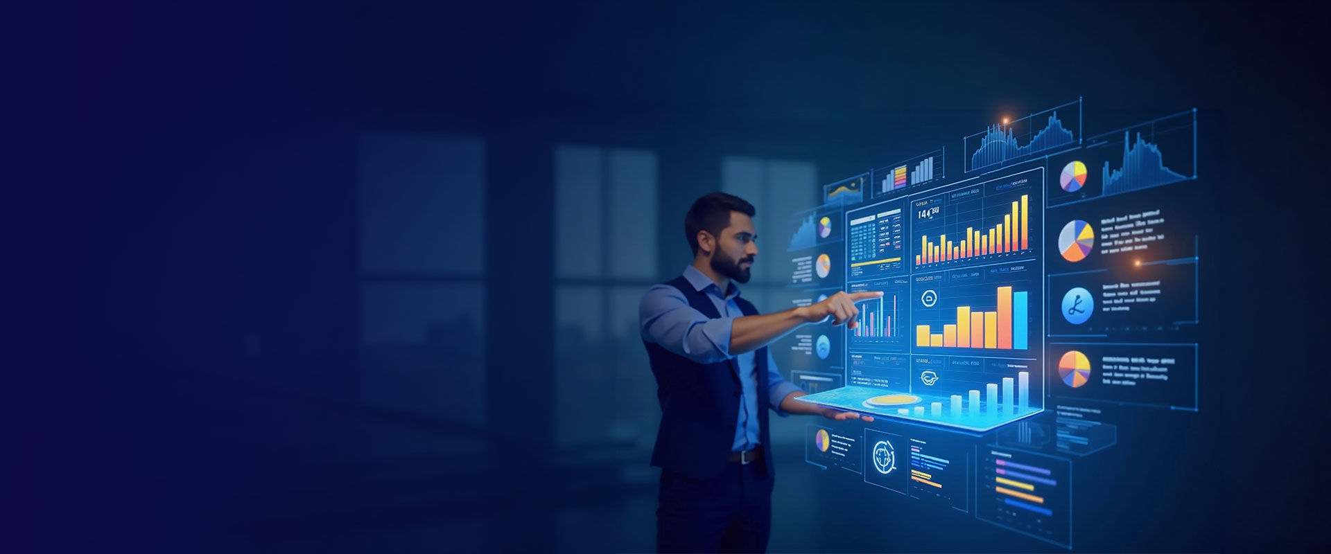 Analyst working with data dashboards